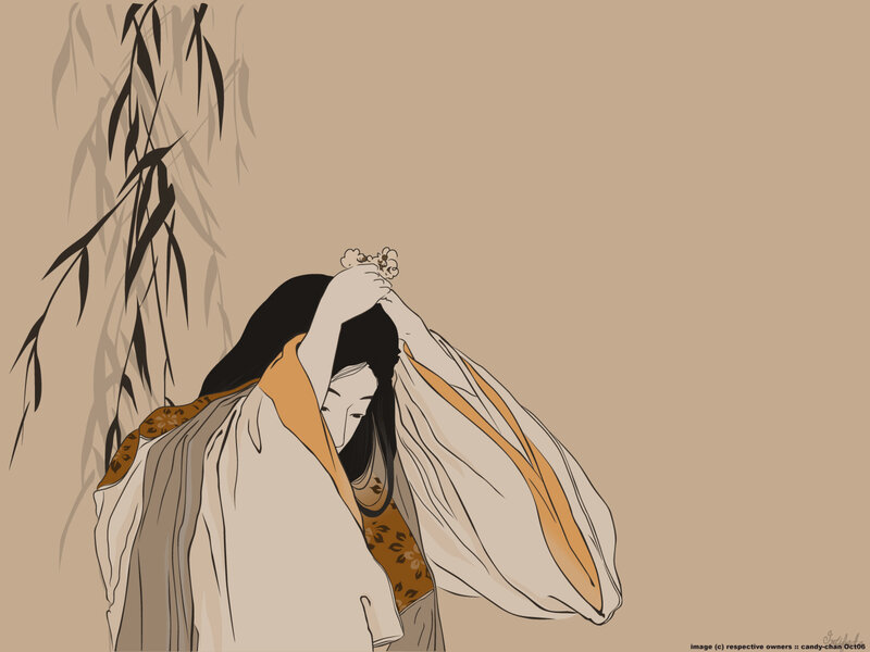 woman under willow tree