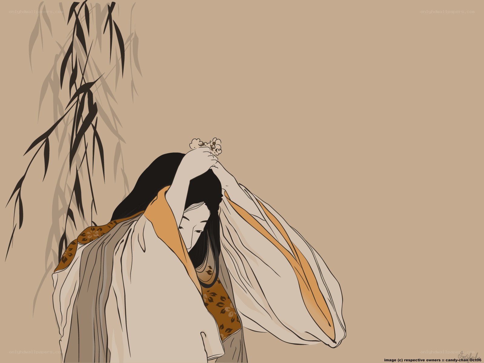 woman under willow tree