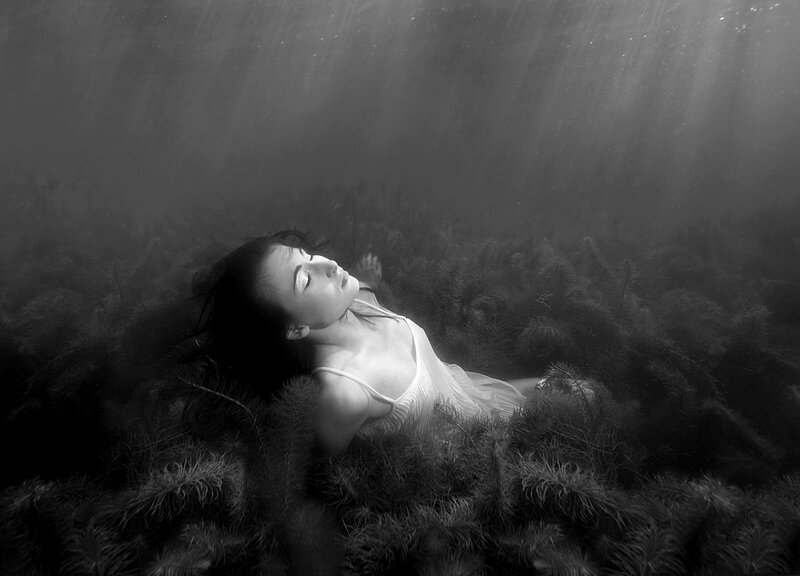 Woman Underwater — Black, Serene