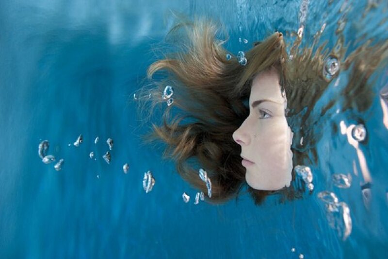 Woman Underwater — Blue, Calm