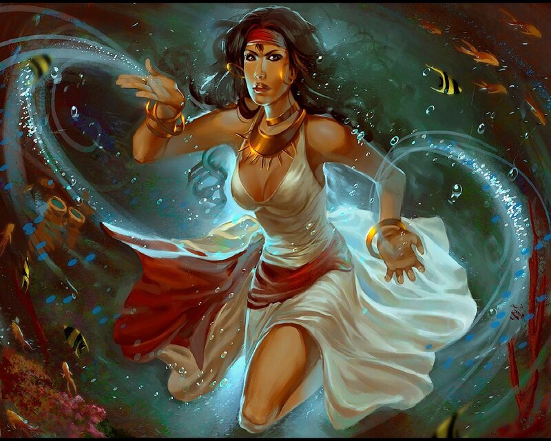Woman Underwater with Fish — White
