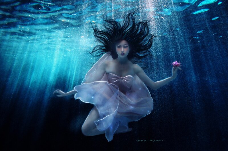 Woman Underwater with Flower