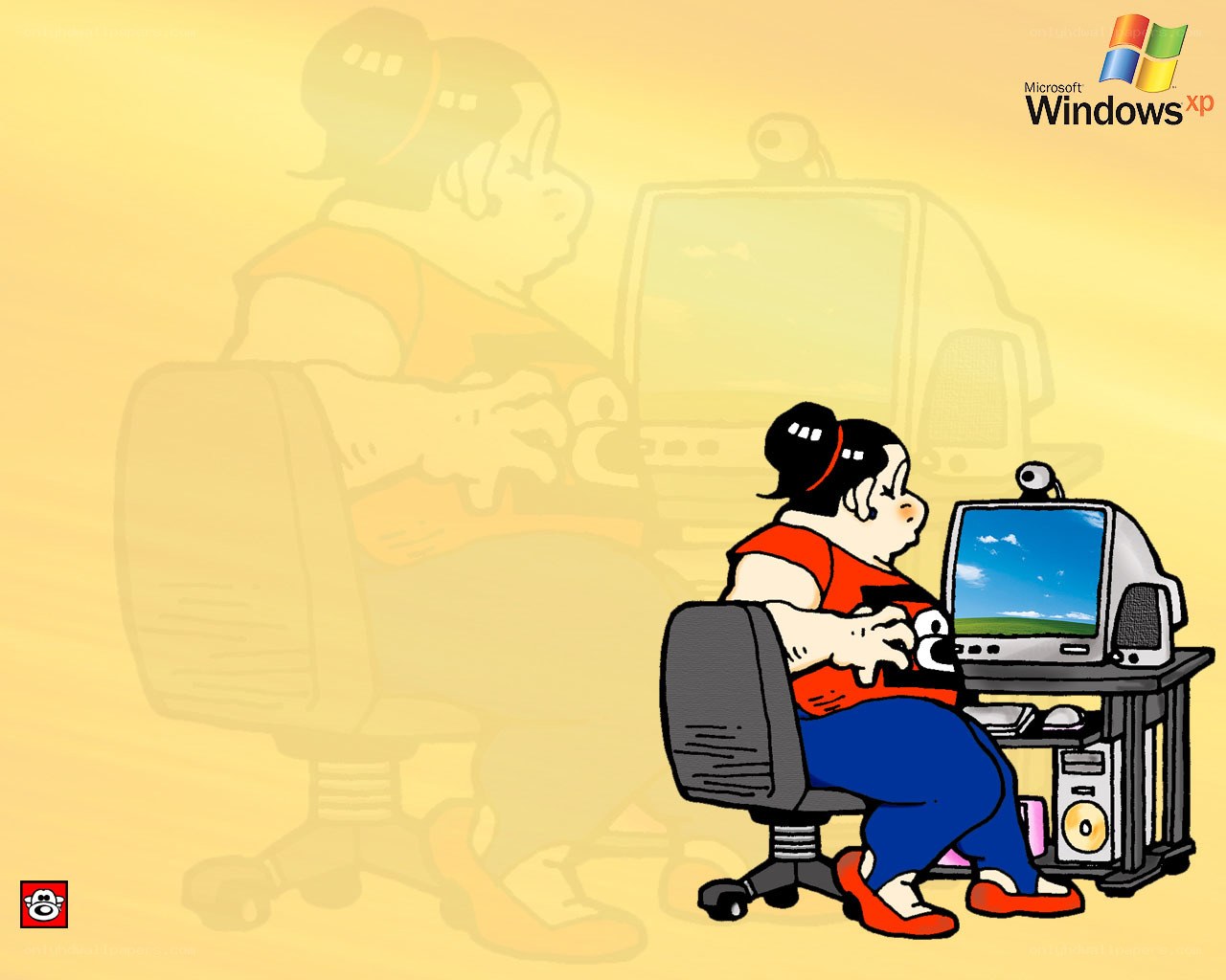woman using computer at desk