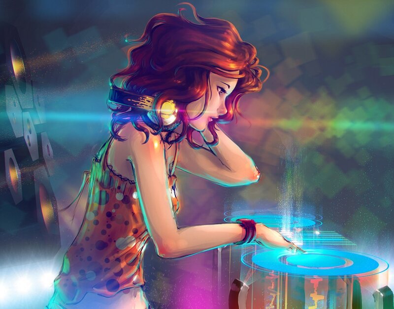 Woman Using Holographic Interface — Blue