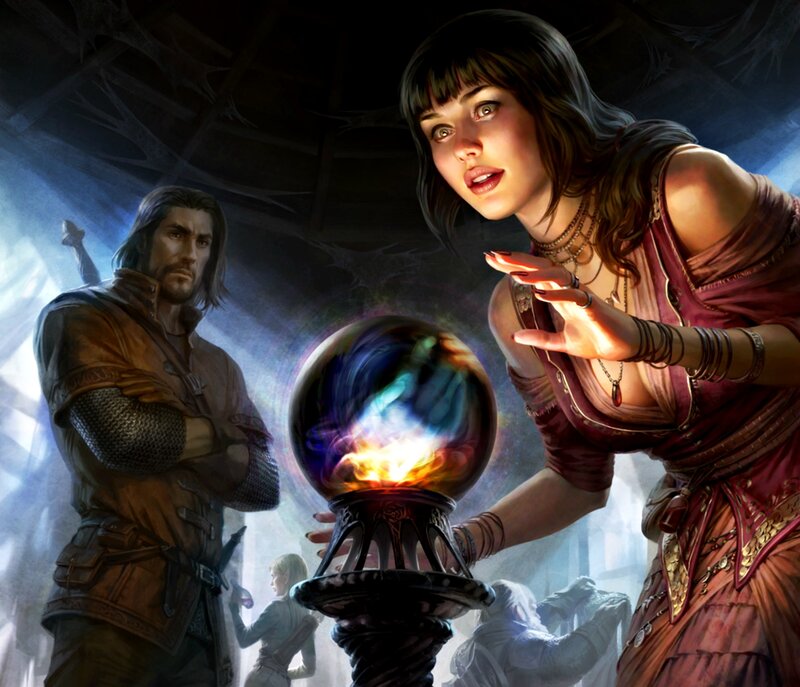 Woman Using Magic Crystal Ball