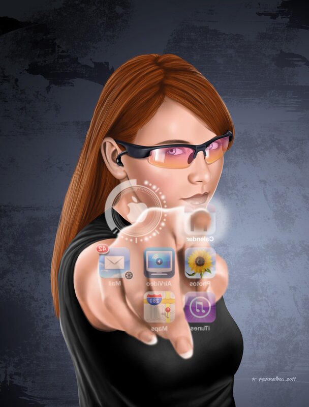 woman using smart glasses