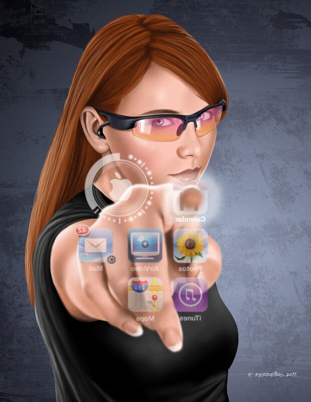 woman using smart glasses