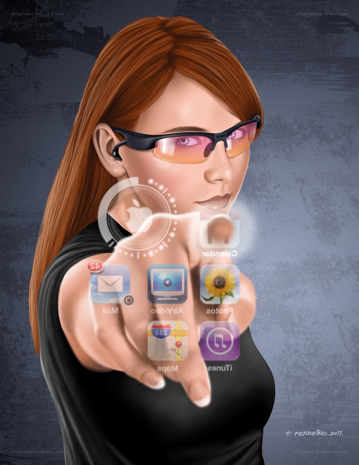 woman using smart glasses