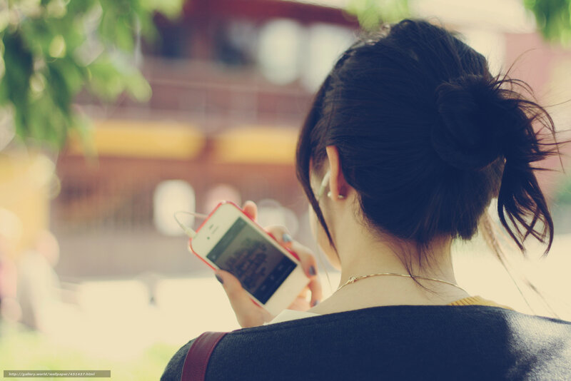 Woman Using Smartphone — Blue