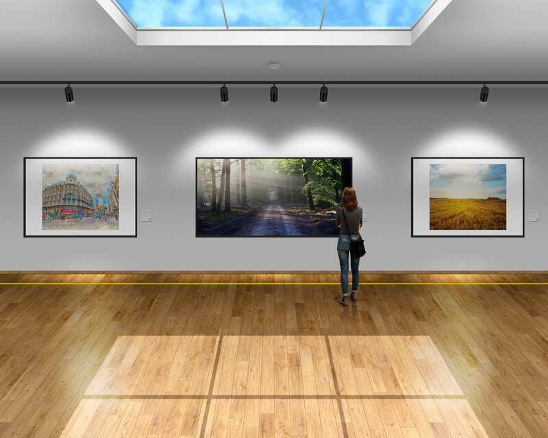 Woman Viewing Art Gallery