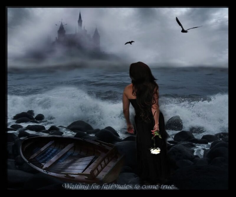 woman waiting by the sea