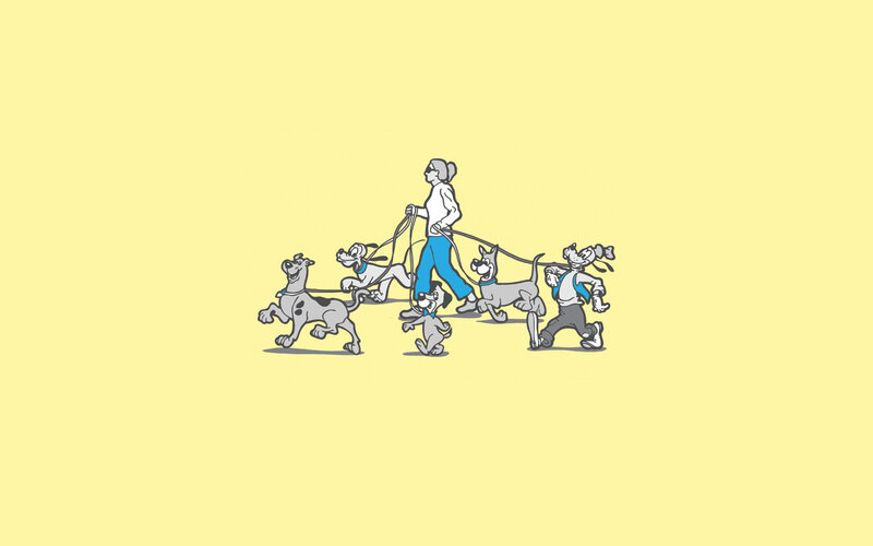 woman walking dogs