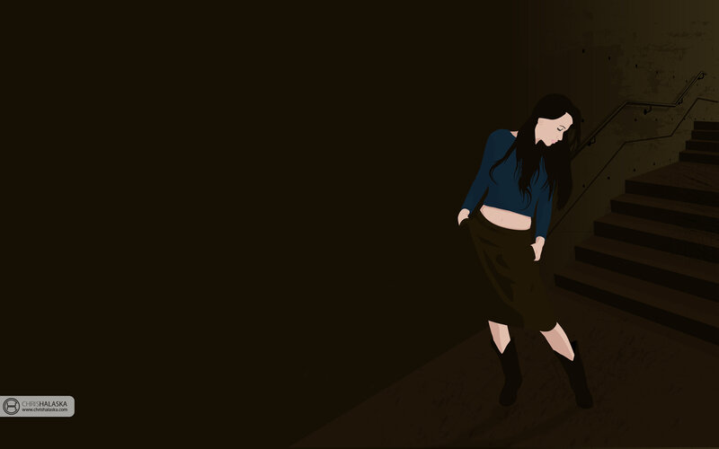 woman walking down stairs