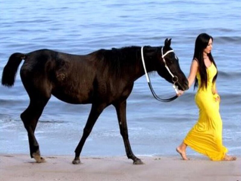 Woman Walking Horse