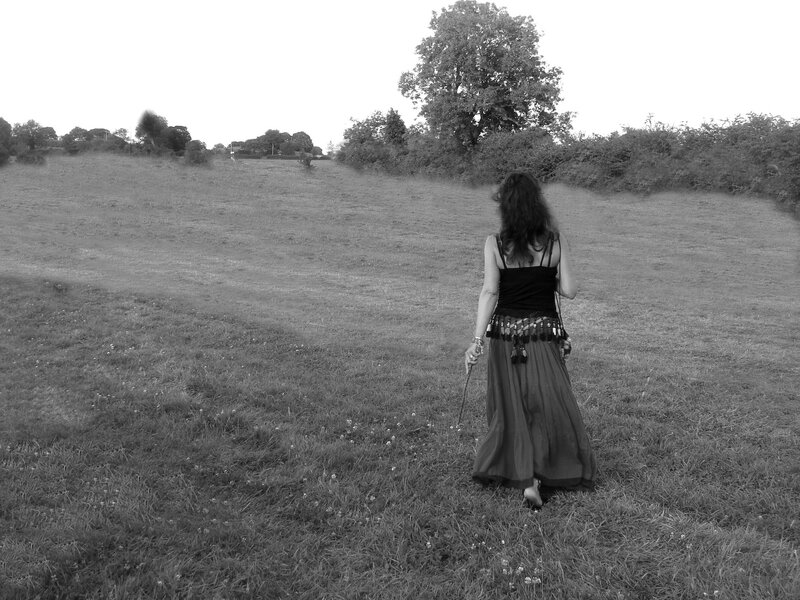 Woman walking in a field