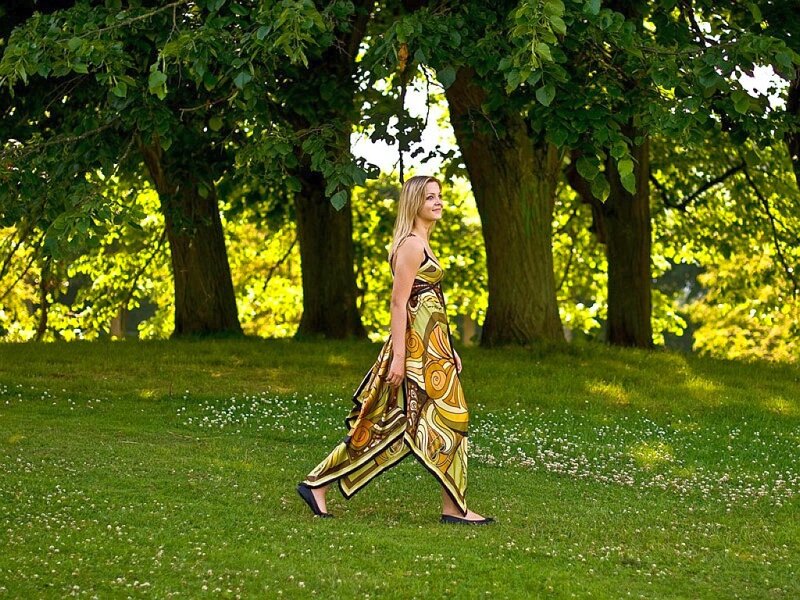 Woman walking in a park