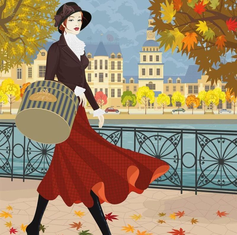 Woman Walking in Autumn