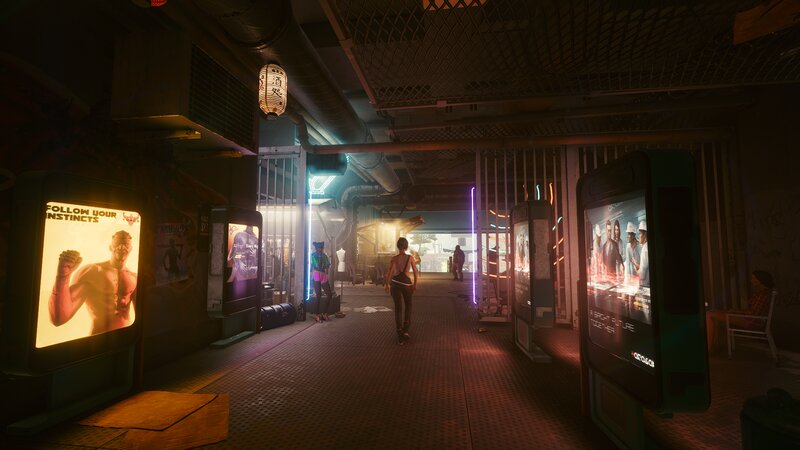 Woman Walking in Corridor — Black