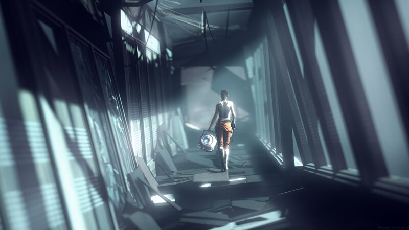 Woman Walking in Corridor — White