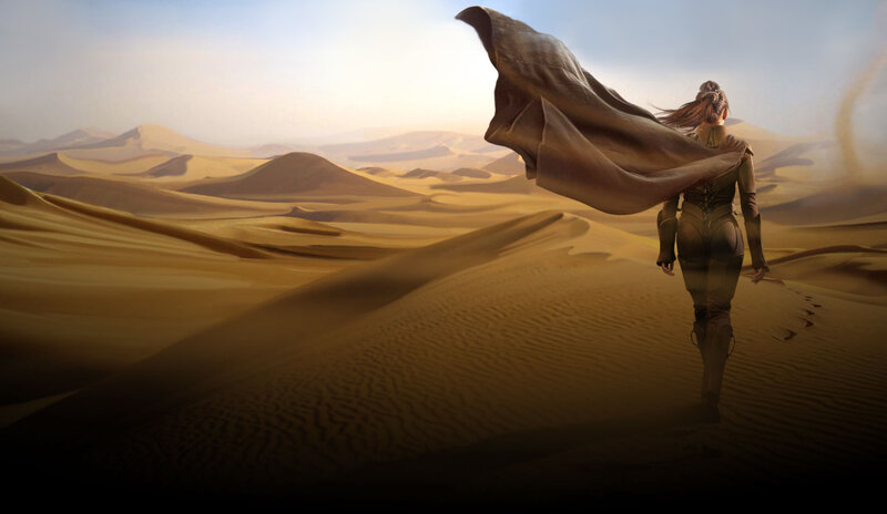 woman walking in desert