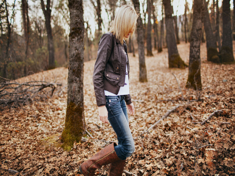 Woman Walking in Forest — Brown, Calm