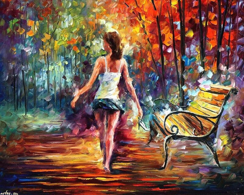 Woman Walking in Forest — Red