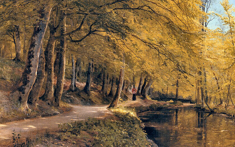 Woman Walking in Forest — Yellow