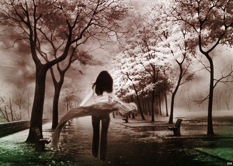 Woman Walking in Park — Brown