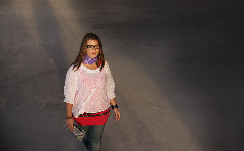 woman walking in urban setting
