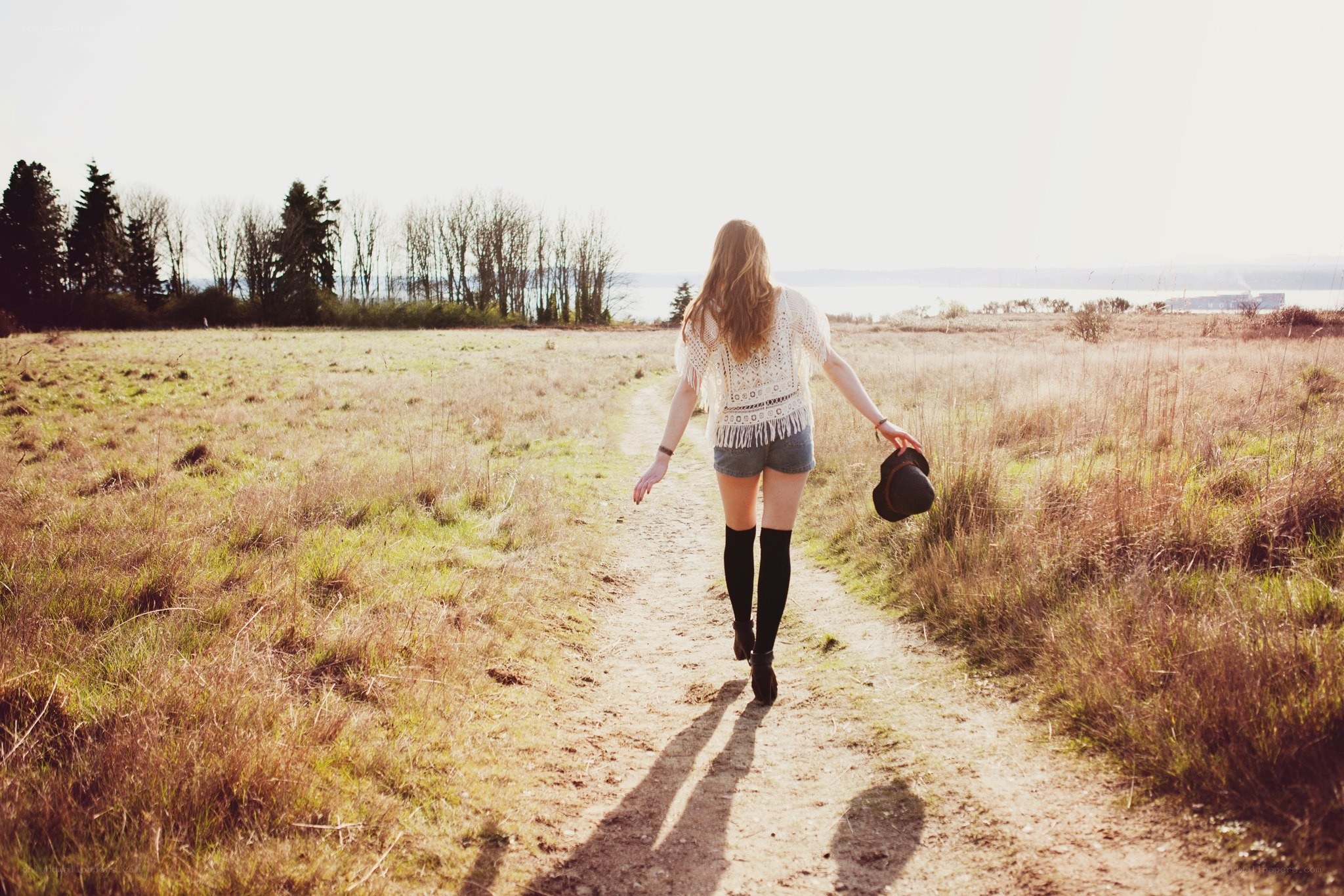 Woman walking on a path