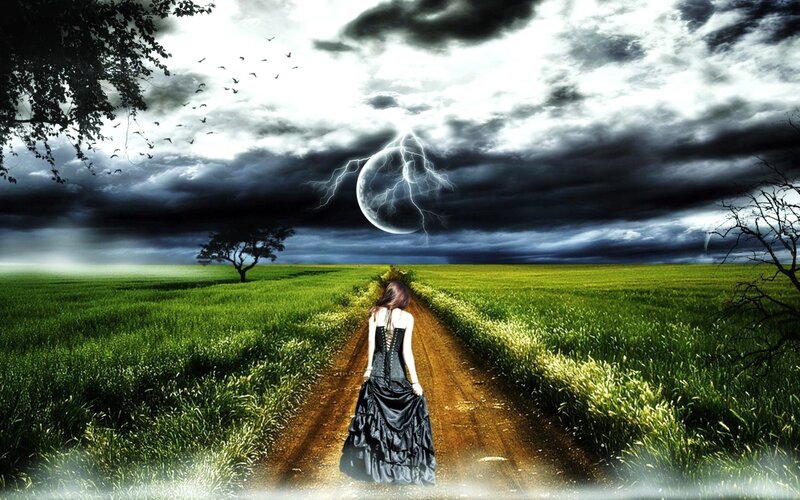 Woman walking on a path