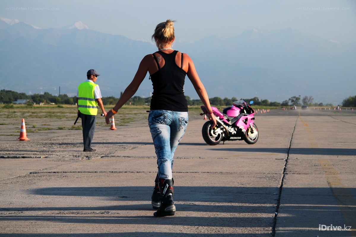 Woman walking on airfield