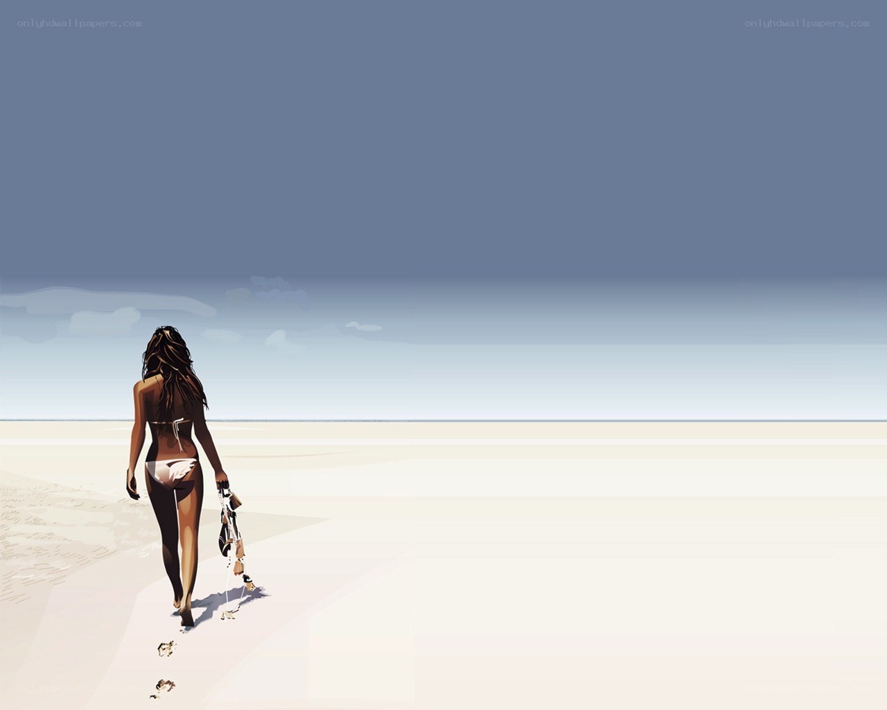 Woman walking on beach