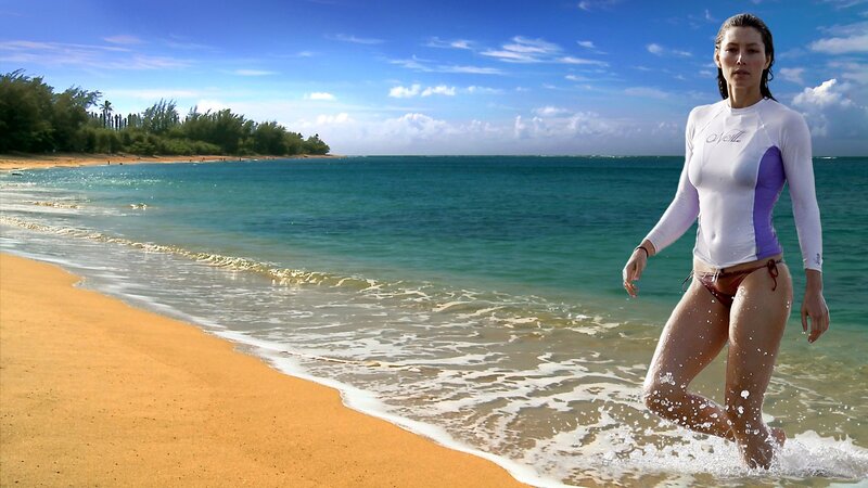 woman walking on beach