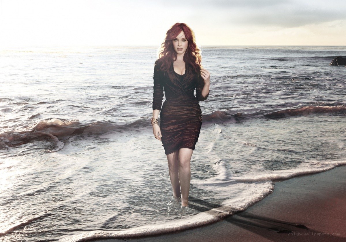 Woman walking on beach