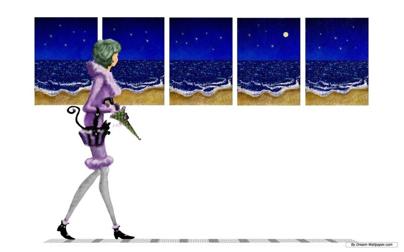 woman walking on beach at night