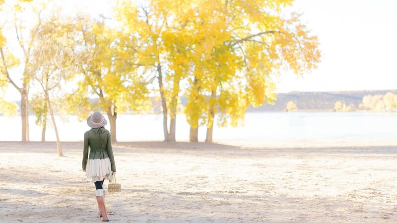 Woman Walking on Beach — Yellow