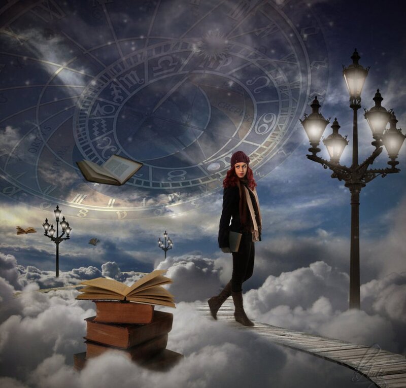 Woman Walking on Clouds