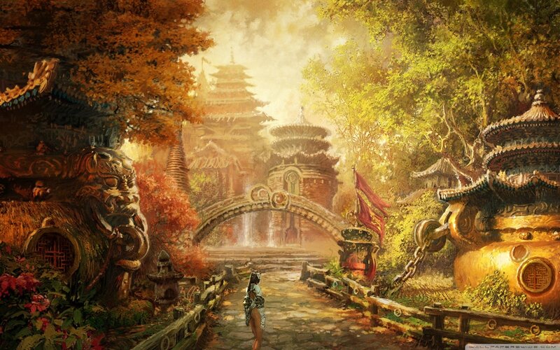 Woman Walking on Path — Gold