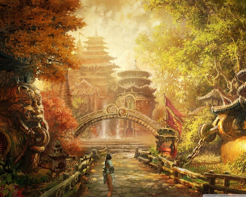 Woman Walking on Path — Golden