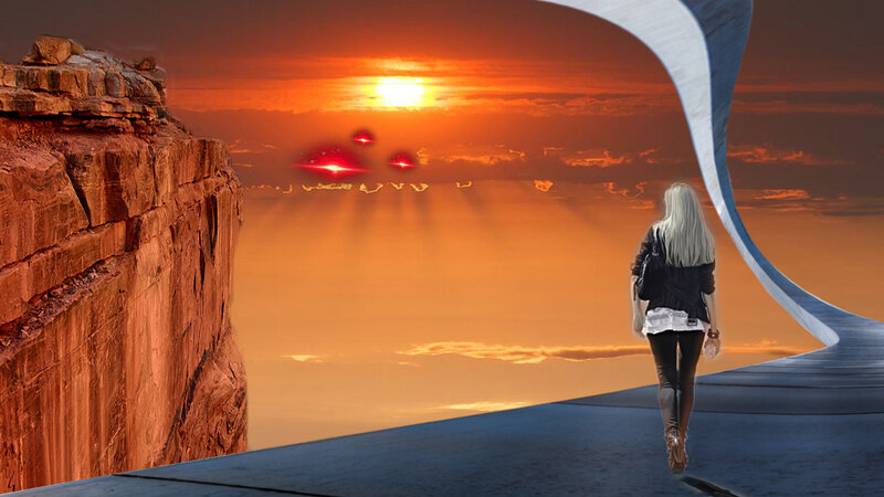 Woman Walking on Path — Orange