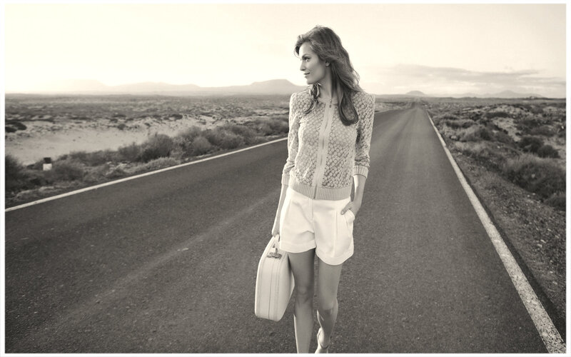 Woman Walking on Road — Black, Serene