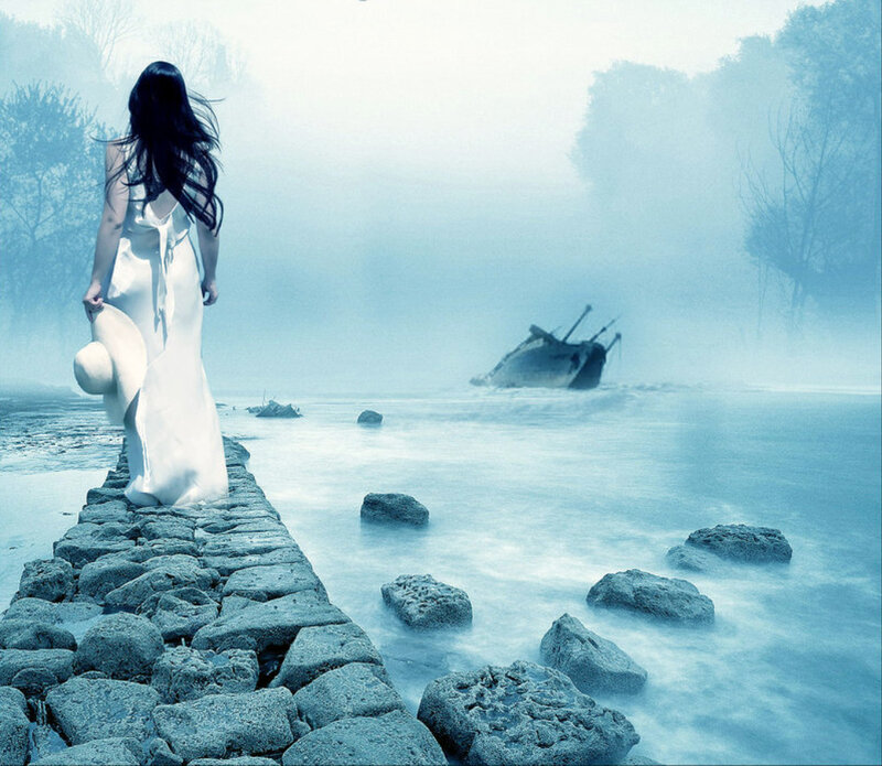 woman walking on stone path