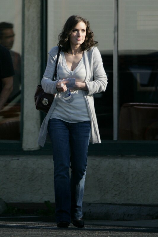 Woman walking on street