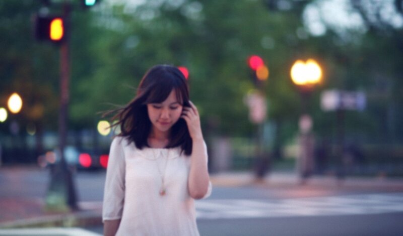 woman walking on street