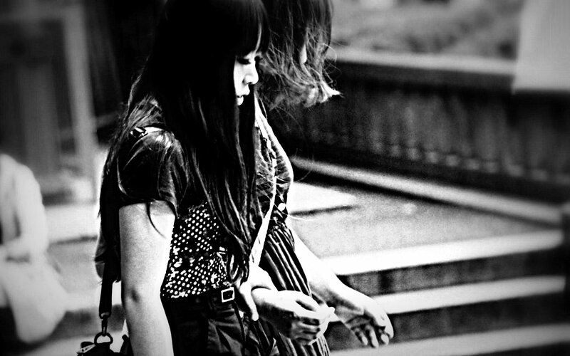 woman walking on street