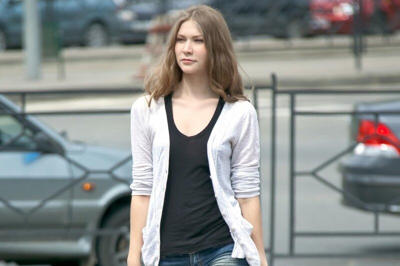 woman walking on street