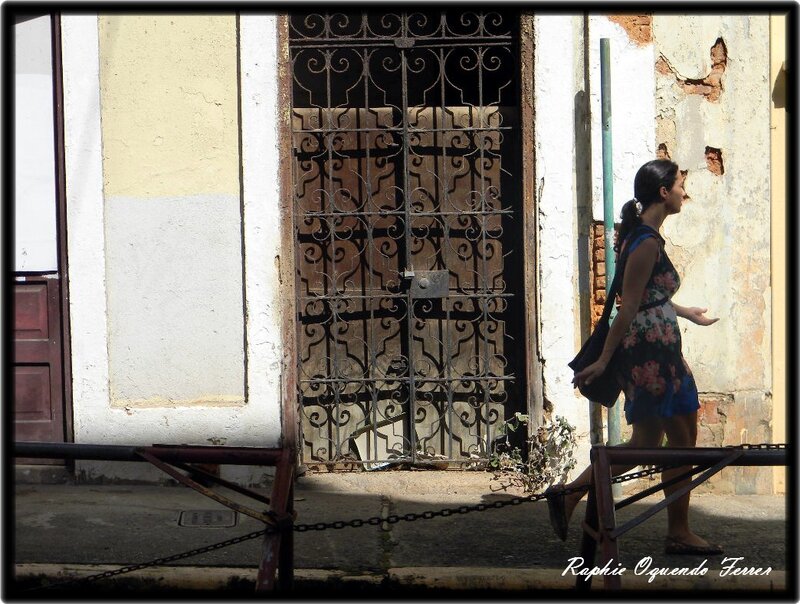 Woman Walking on Street — White