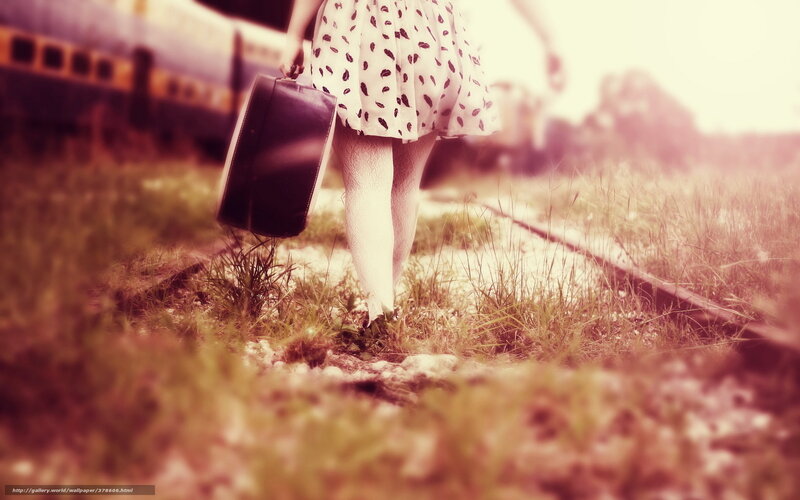 Woman Walking on Train Tracks — Brown, Nostalgic