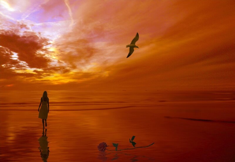 Woman Walking on Water — Orange